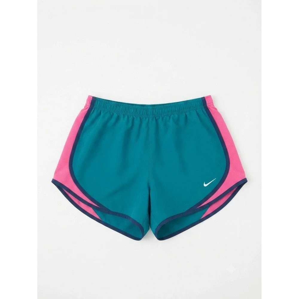 Nike Women's Dri-FIT Running Shorts Teal Pink Athletic Workout Shorts Size Med